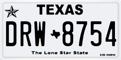 TX license plate DRW8754
