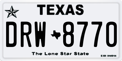 TX license plate DRW8770