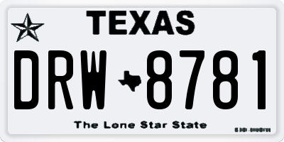 TX license plate DRW8781