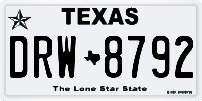 TX license plate DRW8792