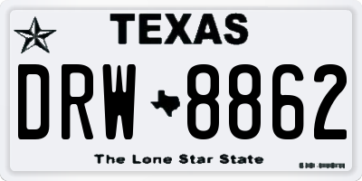 TX license plate DRW8862