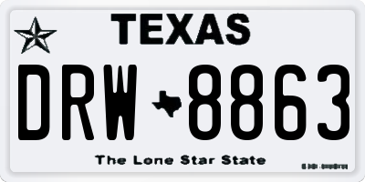 TX license plate DRW8863