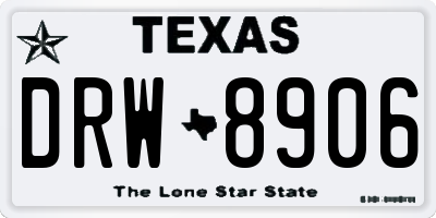 TX license plate DRW8906