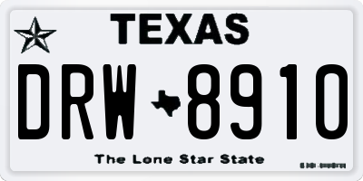 TX license plate DRW8910