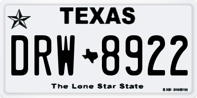 TX license plate DRW8922