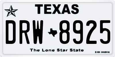 TX license plate DRW8925