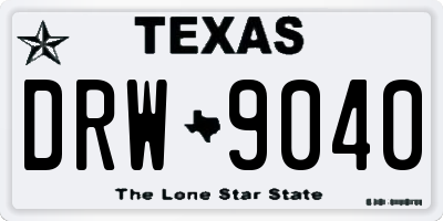 TX license plate DRW9040