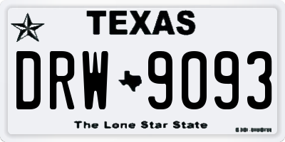 TX license plate DRW9093