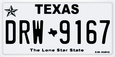 TX license plate DRW9167