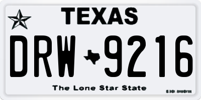 TX license plate DRW9216