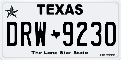 TX license plate DRW9230