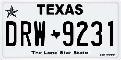 TX license plate DRW9231