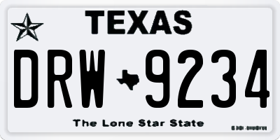 TX license plate DRW9234