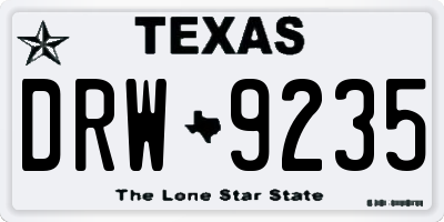 TX license plate DRW9235