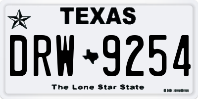 TX license plate DRW9254