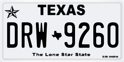 TX license plate DRW9260