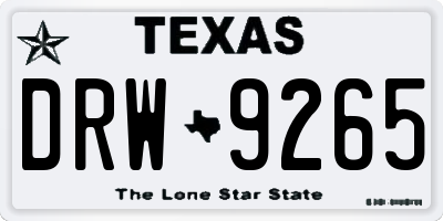 TX license plate DRW9265