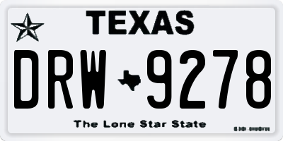 TX license plate DRW9278