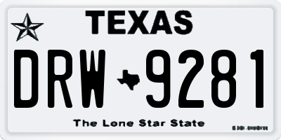 TX license plate DRW9281
