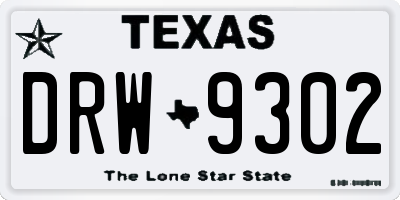 TX license plate DRW9302