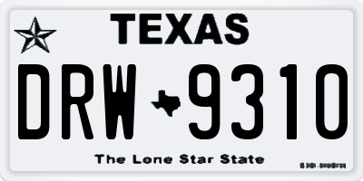 TX license plate DRW9310