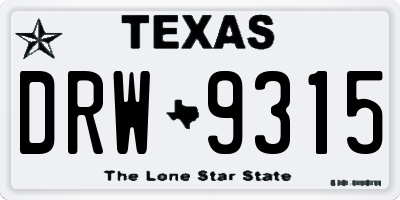 TX license plate DRW9315