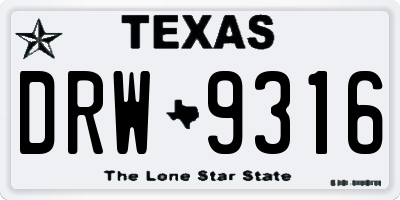 TX license plate DRW9316