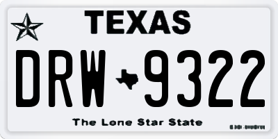 TX license plate DRW9322