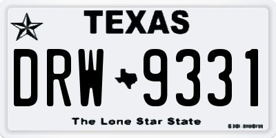 TX license plate DRW9331