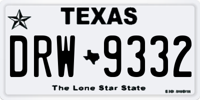 TX license plate DRW9332