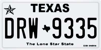 TX license plate DRW9335
