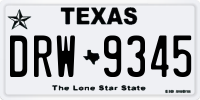 TX license plate DRW9345