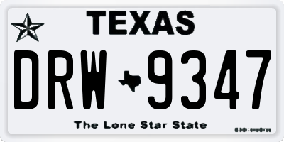 TX license plate DRW9347