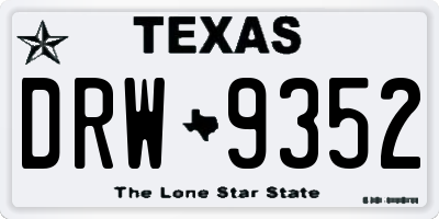 TX license plate DRW9352