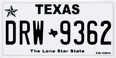 TX license plate DRW9362