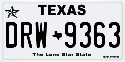 TX license plate DRW9363