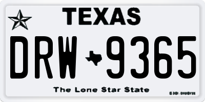 TX license plate DRW9365