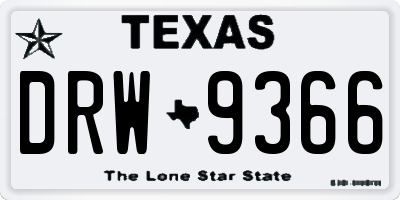 TX license plate DRW9366
