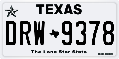 TX license plate DRW9378