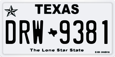 TX license plate DRW9381