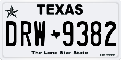 TX license plate DRW9382