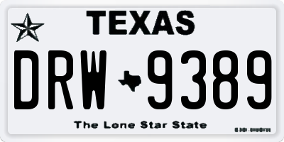 TX license plate DRW9389