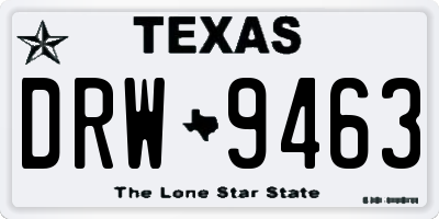TX license plate DRW9463
