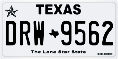 TX license plate DRW9562