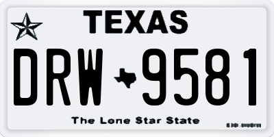 TX license plate DRW9581