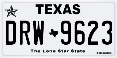 TX license plate DRW9623