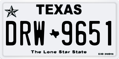 TX license plate DRW9651