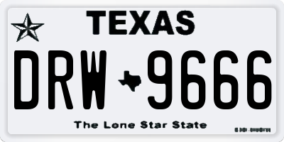TX license plate DRW9666