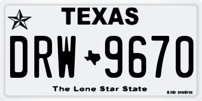 TX license plate DRW9670
