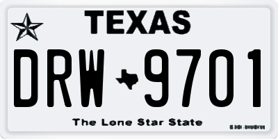 TX license plate DRW9701